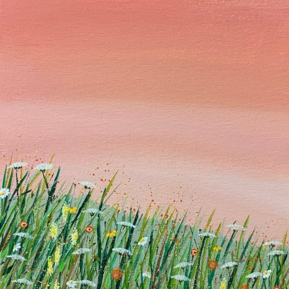 Field of Wildflowers at Sunrise Acrylic Painting